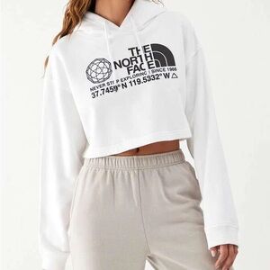 The North Face Coordinates White Crop Drop Hoodie Size Small NWOT
